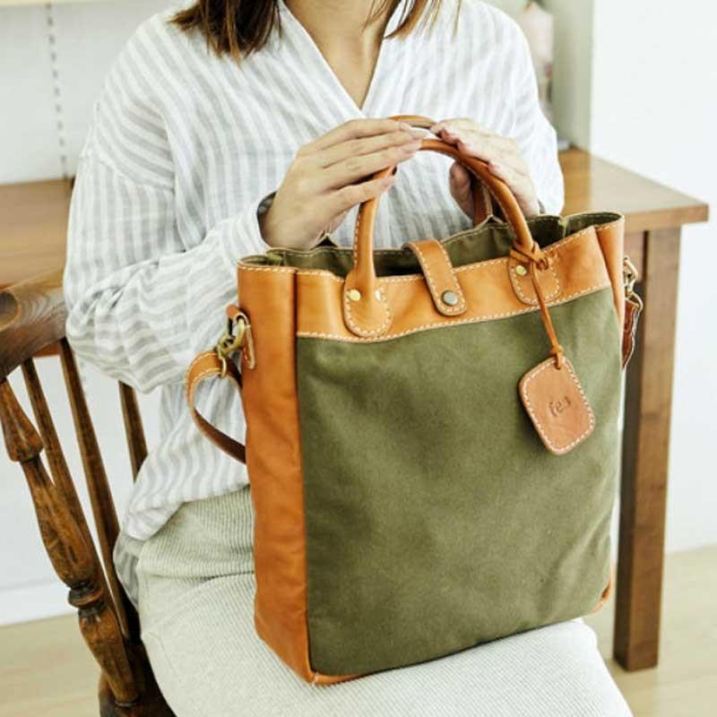 【fes】フェス　キャンバス素材×カウレザーショルダー縦型/トートバッグ |  | 11