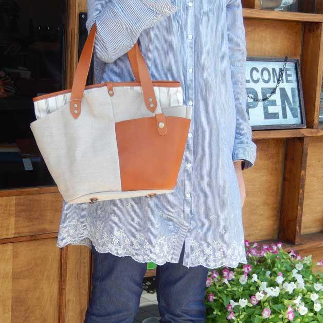 トートバッグ/リアン lienリネンとレザーの | 
