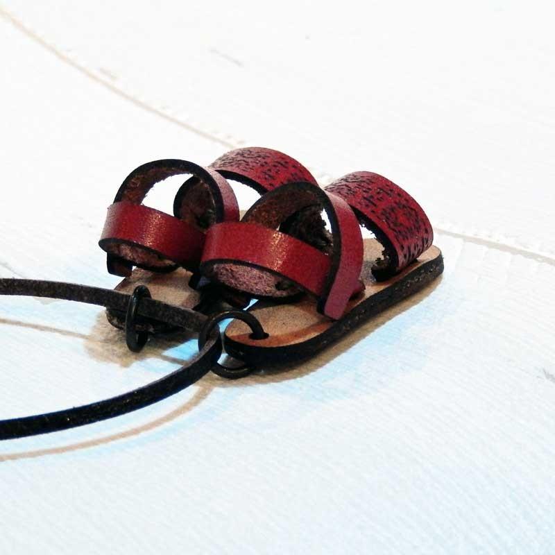 リアン ミニチュアハンドメイドレザーサンダルネックレス 牛革 日本製 |  | 04