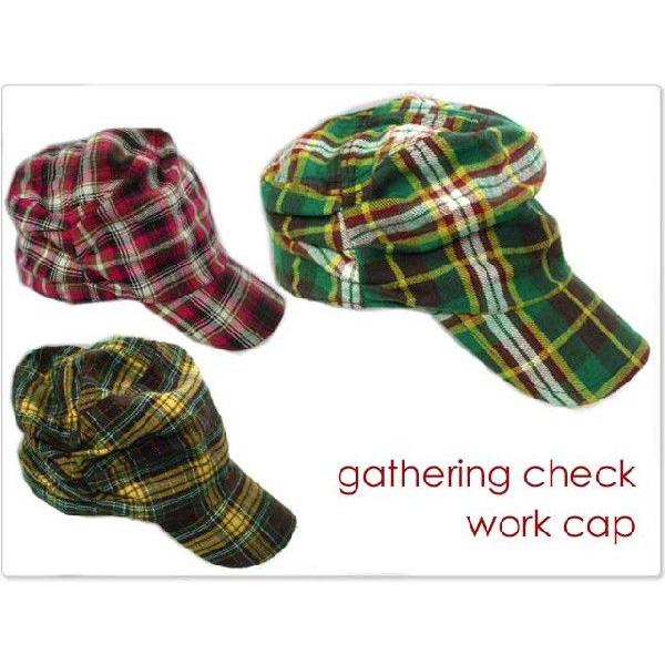 フランネルギャザーチェックワークキャップ帽子 メンズ帽子 レディース帽子 ハット キャップ ニット帽 通販AW日本製Ma | 