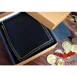 折り財布 二つ折り ショートウオレット 革 3色展開 クイッター オイルヌメ革Wステッチ二つ折り財布日本製 |  | 01