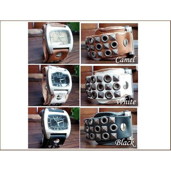 メンズ腕時計 通販 レザー腕時計 クイッター クイッタ― 錆メッキスタッズWベルトウォッチ日本製 スタッズベルト |  | 01