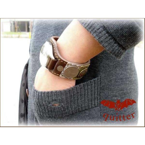 レザー腕時計 クイッター 3色展開！ クイッター ヴィンテージコイン付ボーダーパッチレザーブレスウォッチ 日本製 |  | 01