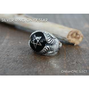 メンズアクセサリー シルバー通販 925シルバーとオニキスのリング スター シルバーリング | 