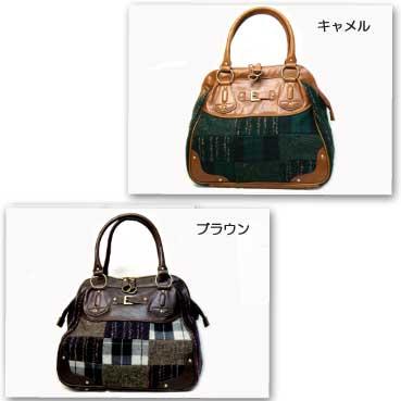 vifワンオンワンセレクトパッチワークとツイードの温かみのあるフェイクレザーバッグ ショルダーバッグ |  | 02