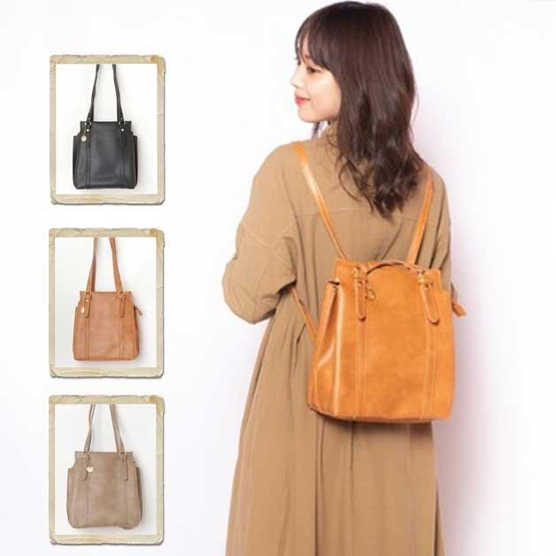 アンドミカ【and mikka】3層2wayフェイクレザーリュック | 