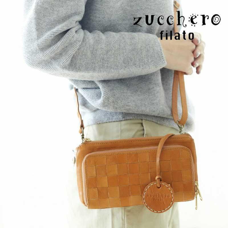 ズッケロフィラート(zucchero filato )本革 メッシュ 財布付き 一体型 ショルダー バッグ 牛革 財布 長財布 | 