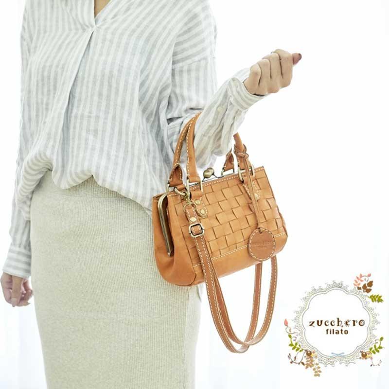 ガマ口メッシュハンドバッグ/ショルダーバッグ baqette バケット 本革 牛革 | 