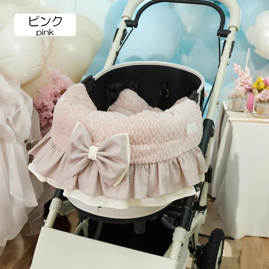 【2点セット】リボン付き★ピンク フリルカートクッション あごのせマット 単品】もこもこファーフリル ペットカートクッション あごのせ ペット