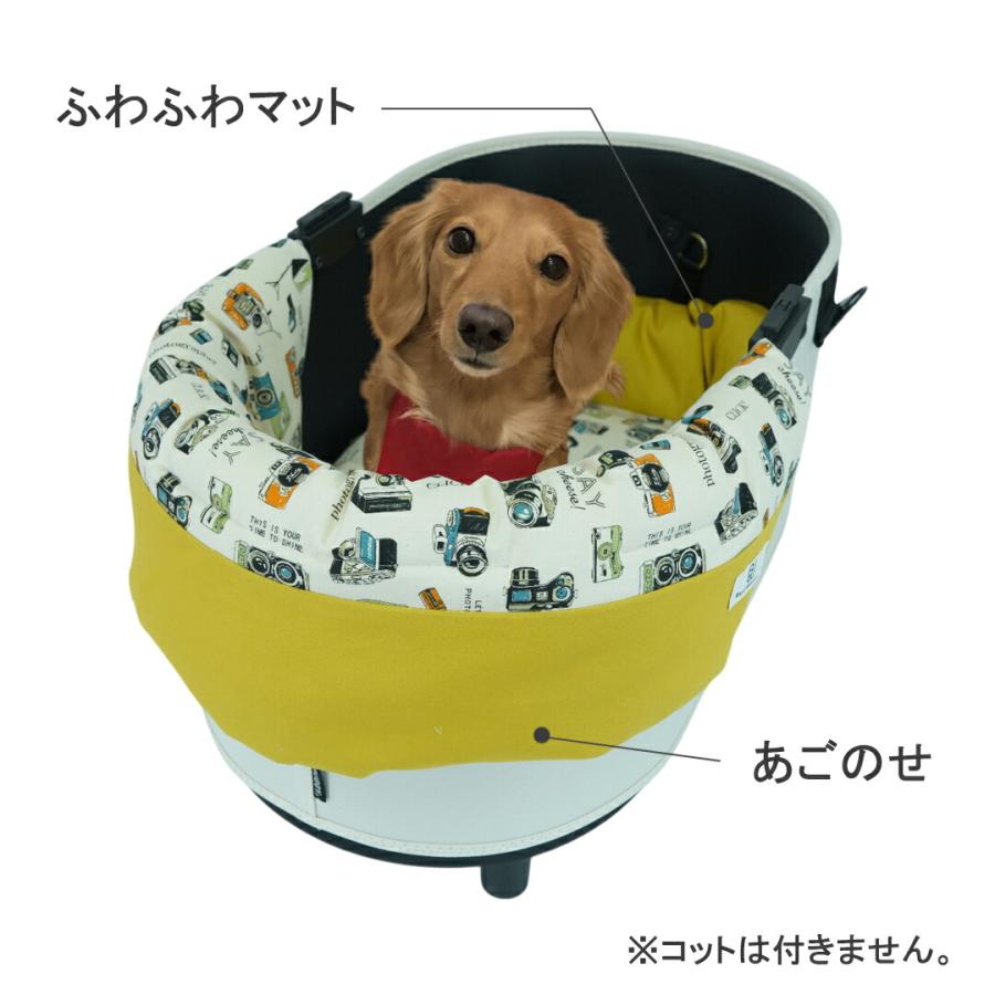 ペット用品　MＯＡ　カートクッション　ハンドメイド 2点セット】あごのせ・マット レトロカメラ刺しゅう 名入り ペット