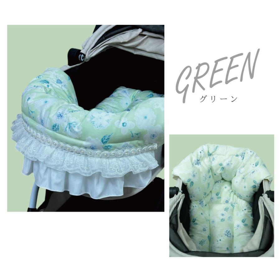 【一体型】カートクッション★グリーン あご乗せ コンフォーター カートカバー リバーシブル ペットカート 一体型 クッション あごのせ ペット