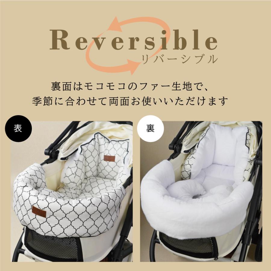【一体型】ペットカート用クッション モロッカン リバーシブル カバー 犬 単品】ペットカート クッション あご乗せ 背もたれ 取付簡単