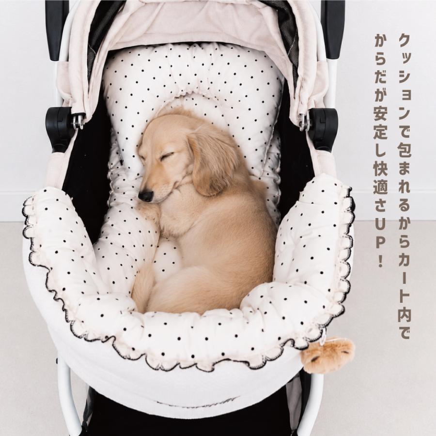 ペットカートクッション ドット 水玉 あご乗せ 洗濯可 カート マット