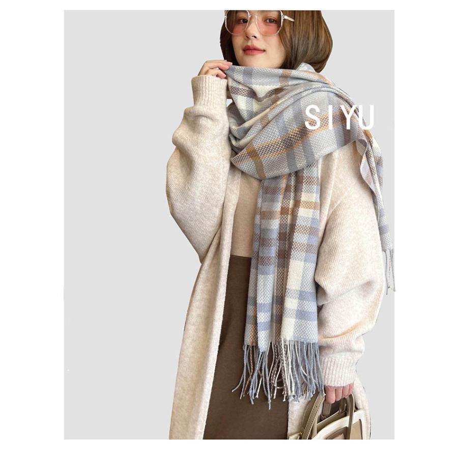 ストール 大判 秋冬 レディース 大判ストール チェック柄 マフラーフリンジ暖か 柔らか ネックウォーマー |  | 02