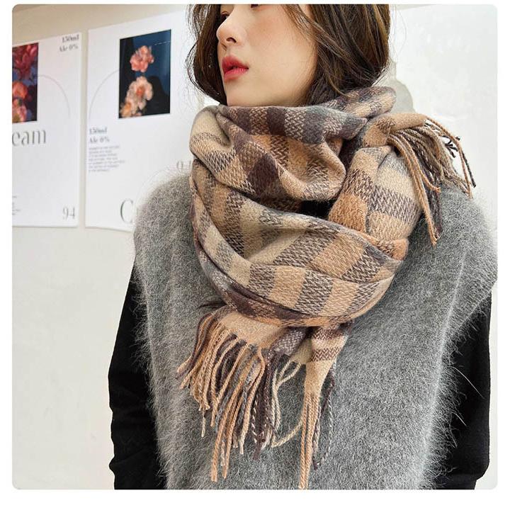 ストール 大判 秋冬 レディース 大判ストール チェック柄 マフラーフリンジ暖か 柔らか ネックウォーマー |  | 04