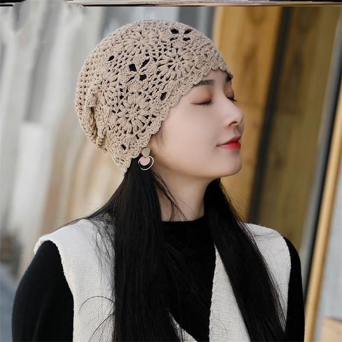 帽子 レディース 透かし編み帽子 春夏秋冬 レディース 帽子 サマーニット透かし編み透かし柄 シンプル ナチュラル |  | 02