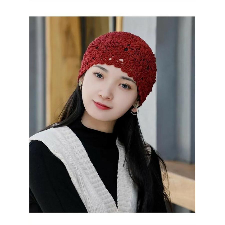 帽子 レディース 透かし編み帽子 春夏秋冬 レディース 帽子 サマーニット透かし編み透かし柄 シンプル ナチュラル |  | 05