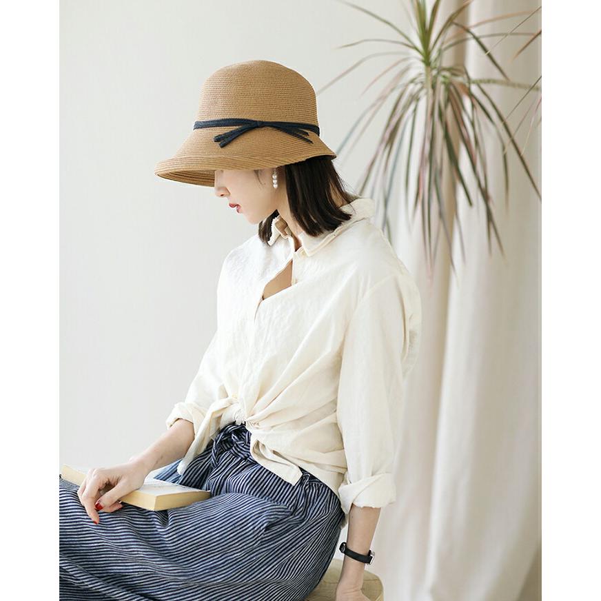 帽子 レディース 折りたたみ 麦わら帽子 春夏 麦わらハット 大きめ遮光夏 バケットハット 麦わら |  | 06