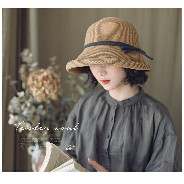 帽子 レディース 折りたたみ 麦わら帽子 春夏 麦わらハット 大きめ遮光夏 バケットハット 麦わら |  | 08