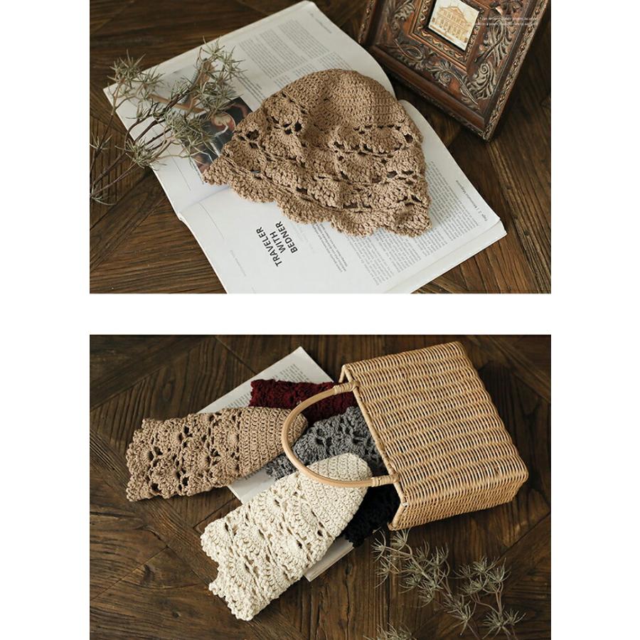 帽子 レディース 透かし編み ニット帽 レディース 春夏 帽子折りたたみ綿 大きめ 可愛い |  | 02