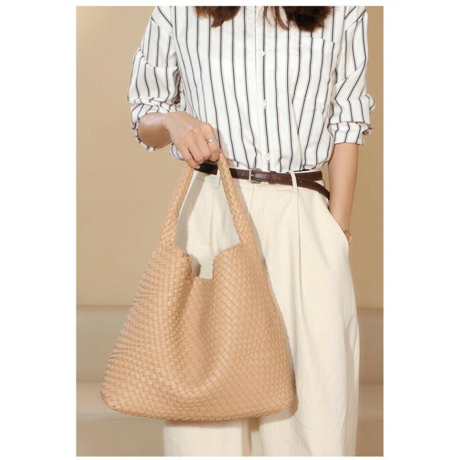 編みバッグ ハンドバッグ レディース トートバッグ 大きめ イントレチャート ワンショルダー肩掛けバッグ通勤バッグ 大容量 バッグインバッグ |  | 01
