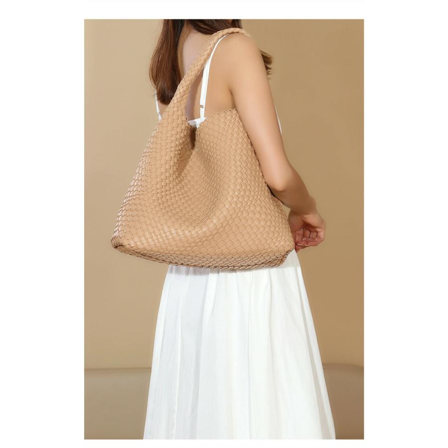 編みバッグ ハンドバッグ レディース トートバッグ 大きめ イントレチャート ワンショルダー肩掛けバッグ通勤バッグ 大容量 バッグインバッグ |  | 03