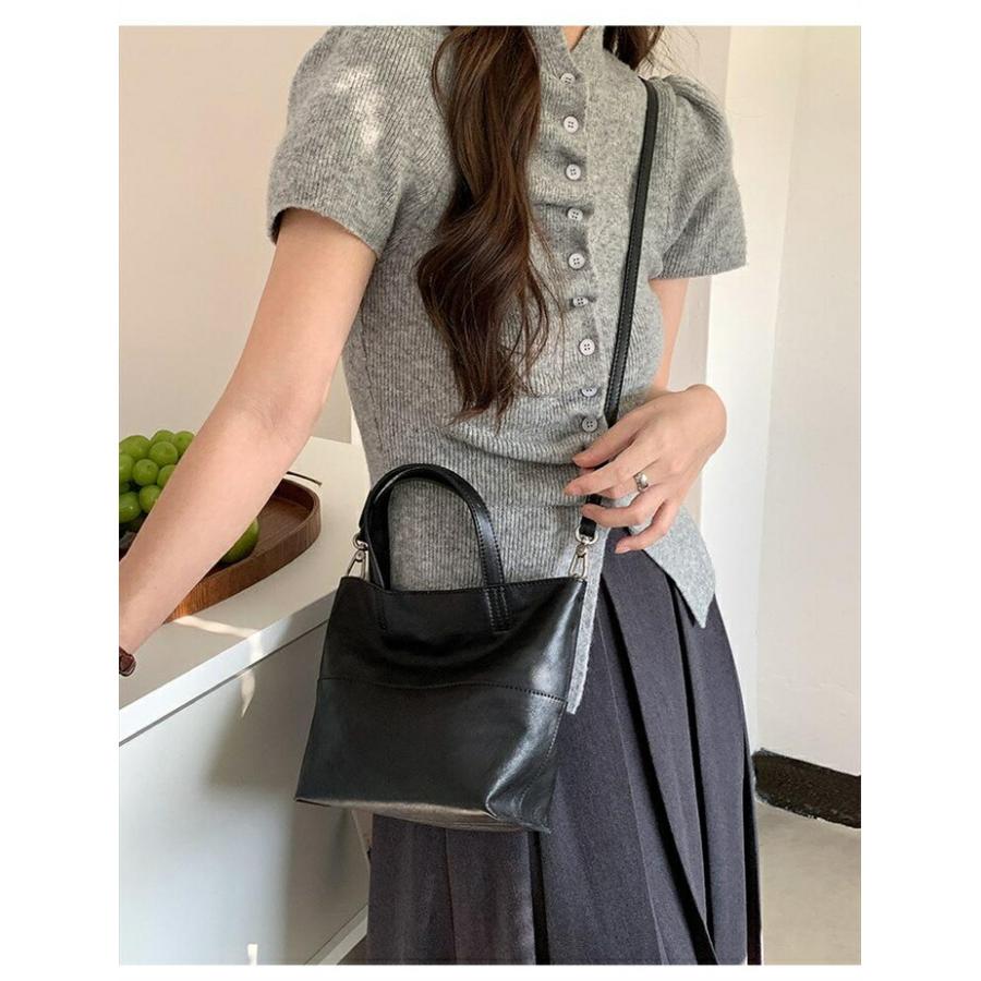 本革 バケツ型バッグ レディース 小さめ ハンドバッグ 2way ショルダーバッグ牛革バッグミニ バケツバッグ レザー |  | 11