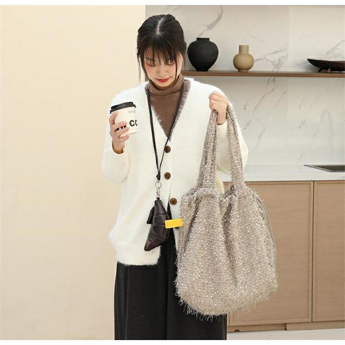 スパンコールバッグ 軽い トートバッグ レディース 大容量 肩掛けバッグ きらきらショルダーバッグ鞄 大きめ 可愛い |  | 01