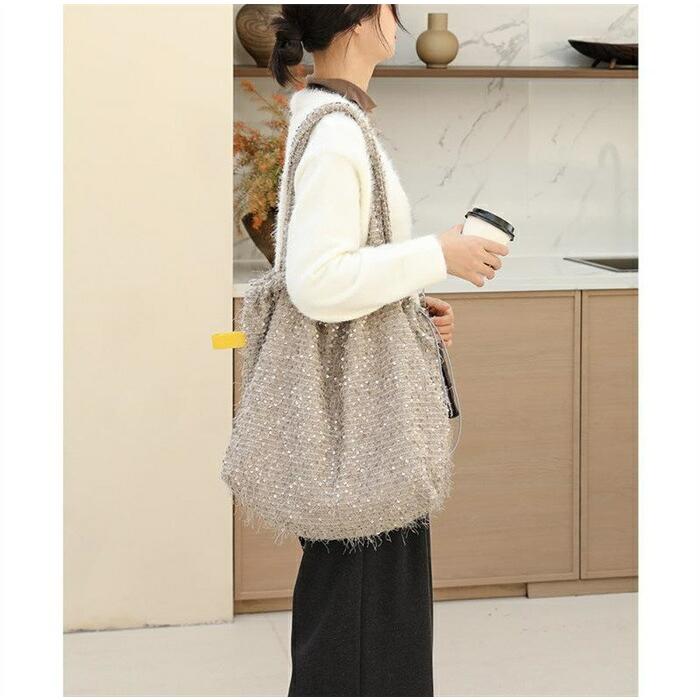 スパンコールバッグ 軽い トートバッグ レディース 大容量 肩掛けバッグ きらきらショルダーバッグ鞄 大きめ 可愛い |  | 03