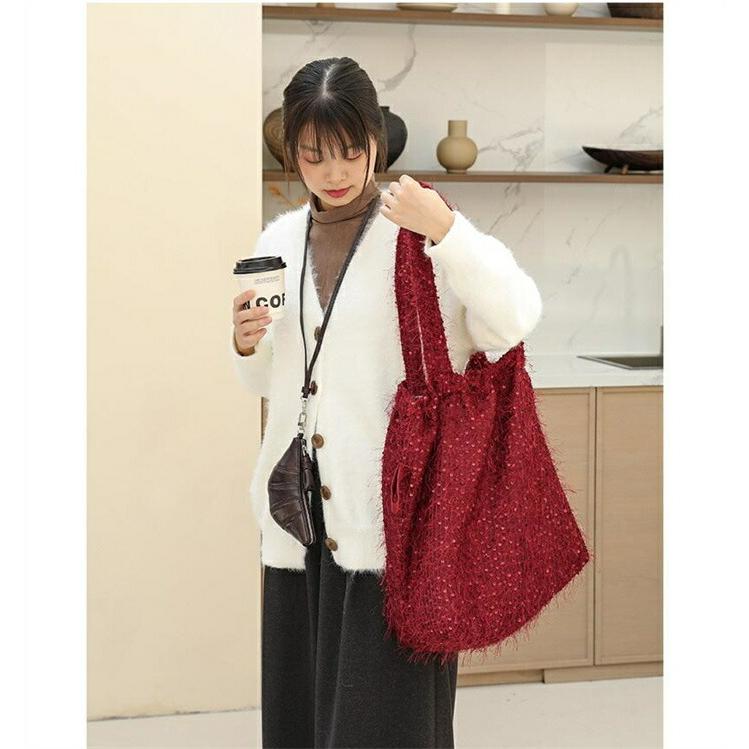 スパンコールバッグ 軽い トートバッグ レディース 大容量 肩掛けバッグ きらきらショルダーバッグ鞄 大きめ 可愛い |  | 06