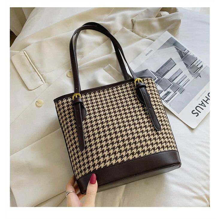 トートバッグ バケツバッグ ギンガムチェック レディース ハンドバッグ 配色バッグ 千鳥柄チェック柄小さめ ミニ 大人 |  | 15