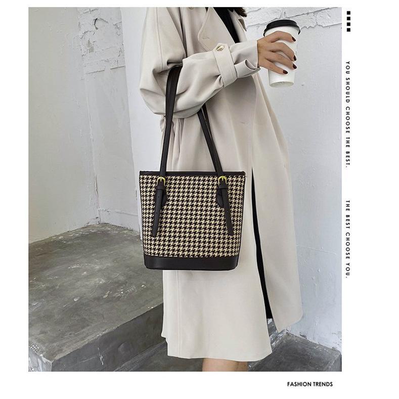 トートバッグ バケツバッグ ギンガムチェック レディース ハンドバッグ 配色バッグ 千鳥柄チェック柄小さめ ミニ 大人 |  | 01