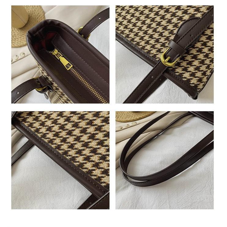 トートバッグ バケツバッグ ギンガムチェック レディース ハンドバッグ 配色バッグ 千鳥柄チェック柄小さめ ミニ 大人 |  | 04