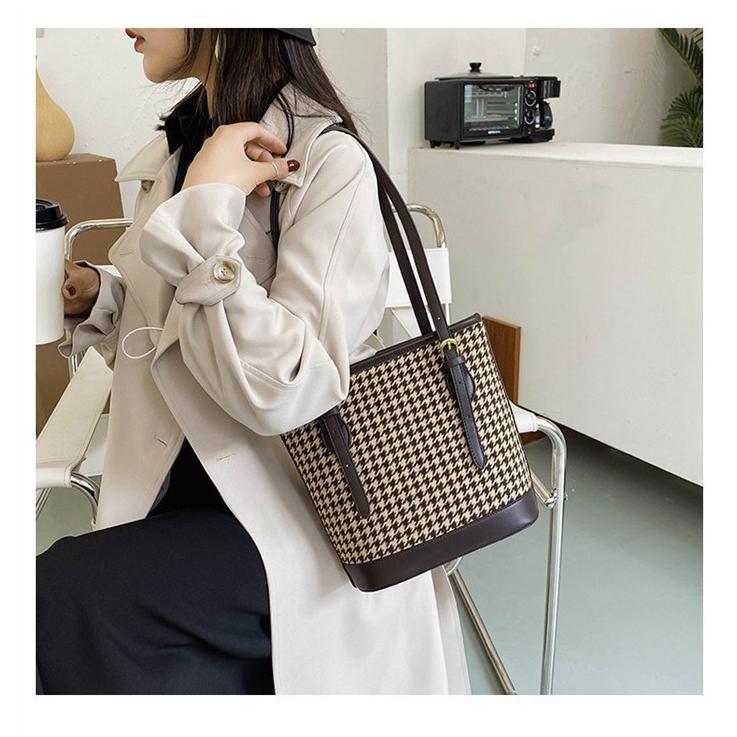 トートバッグ バケツバッグ ギンガムチェック レディース ハンドバッグ 配色バッグ 千鳥柄チェック柄小さめ ミニ 大人 |  | 09