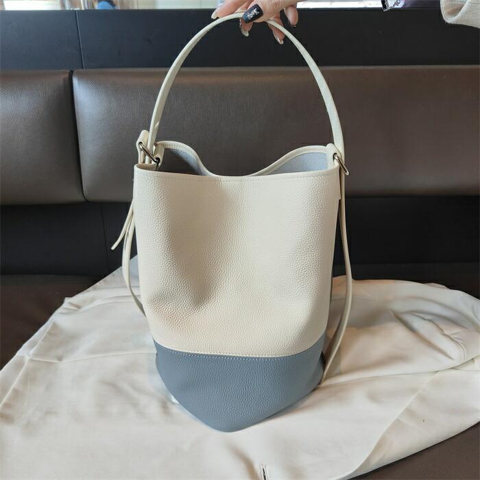 本革 バケツバッグ 配色 レディース 本革トートバッグ ハンドバッグ