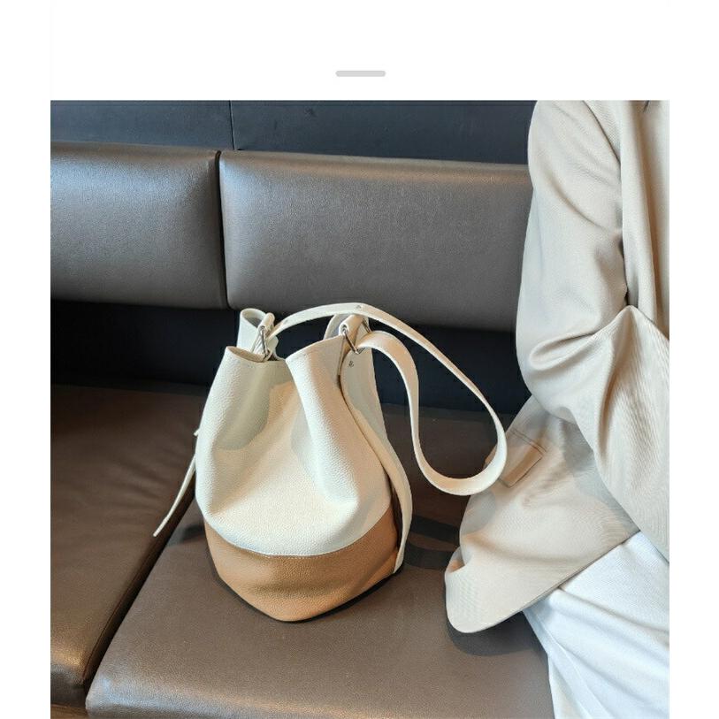 本革 バケツバッグ 配色 レディース 本革トートバッグ ハンドバッグ