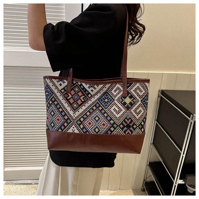 トートバッグ キャンバスバッグ レディース 肩掛けバッグ 自立 花柄 総柄エスニックショルダーバッグ ハンドバッグ リゾート |  | 10