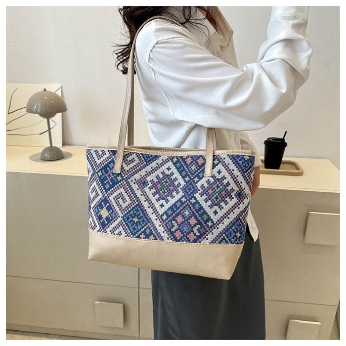 トートバッグ キャンバスバッグ レディース 肩掛けバッグ 自立 花柄 総柄エスニックショルダーバッグ ハンドバッグ リゾート |  | 01