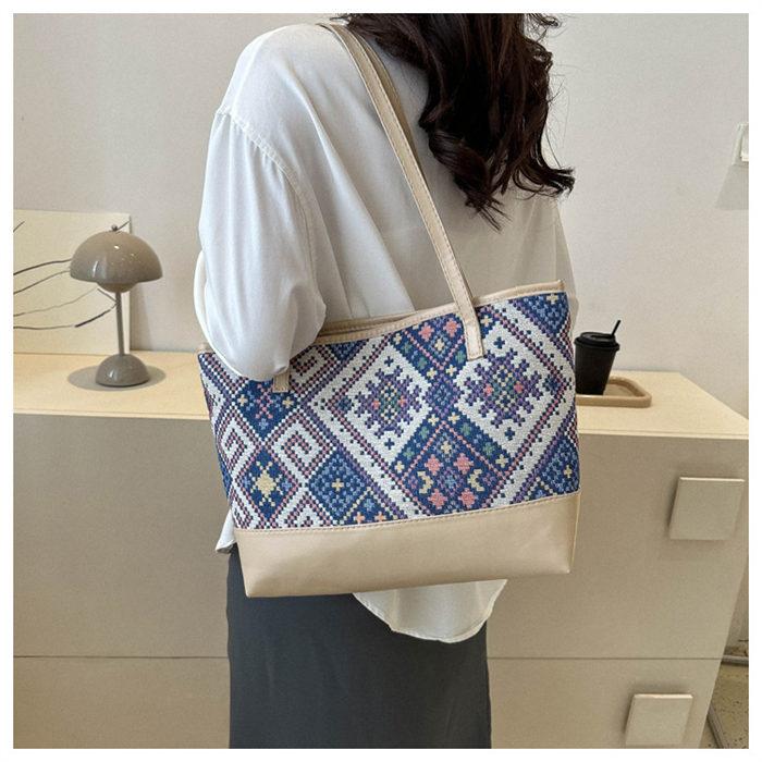 トートバッグ キャンバスバッグ レディース 肩掛けバッグ 自立 花柄 総柄エスニックショルダーバッグ ハンドバッグ リゾート |  | 02