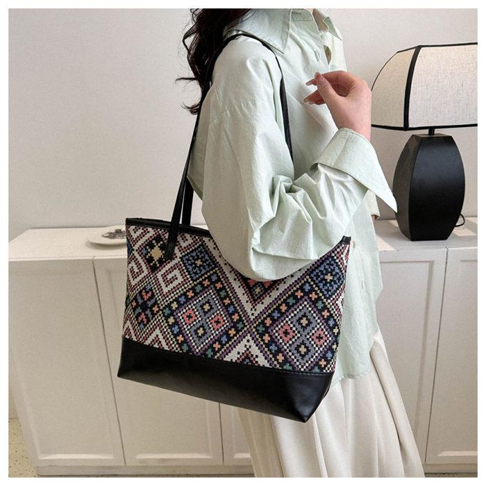 トートバッグ キャンバスバッグ レディース 肩掛けバッグ 自立 花柄 総柄エスニックショルダーバッグ ハンドバッグ リゾート |  | 05