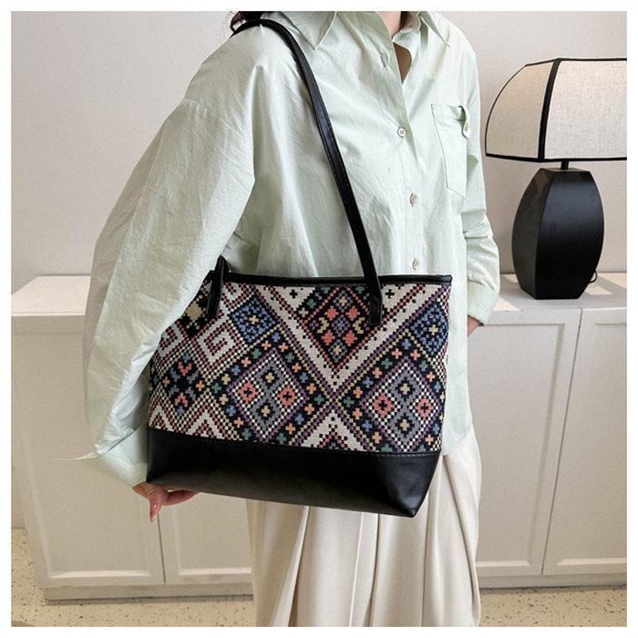トートバッグ キャンバスバッグ レディース 肩掛けバッグ 自立 花柄 総柄エスニックショルダーバッグ ハンドバッグ リゾート |  | 06