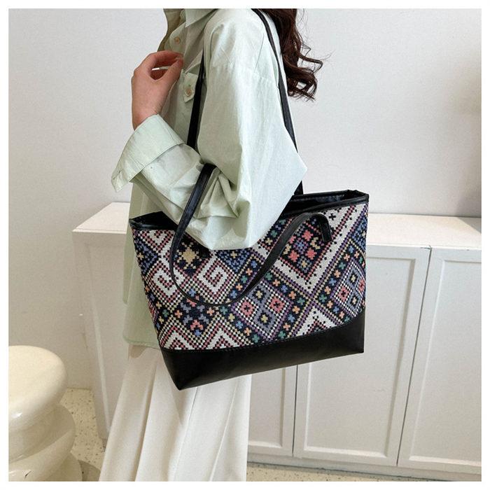 トートバッグ キャンバスバッグ レディース 肩掛けバッグ 自立 花柄 総柄エスニックショルダーバッグ ハンドバッグ リゾート |  | 07