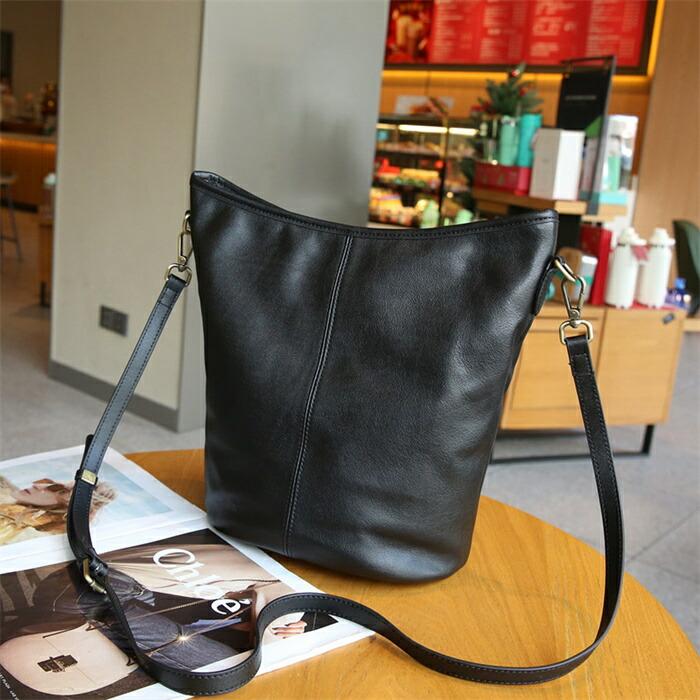 本革 トートバッグ レディース 小さめ 軽量 バケツ型バッグ ショルダー