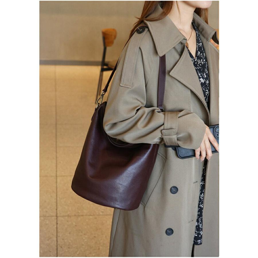 本革 トートバッグ レディース 小さめ 軽量 バケツ型バッグ ショルダー