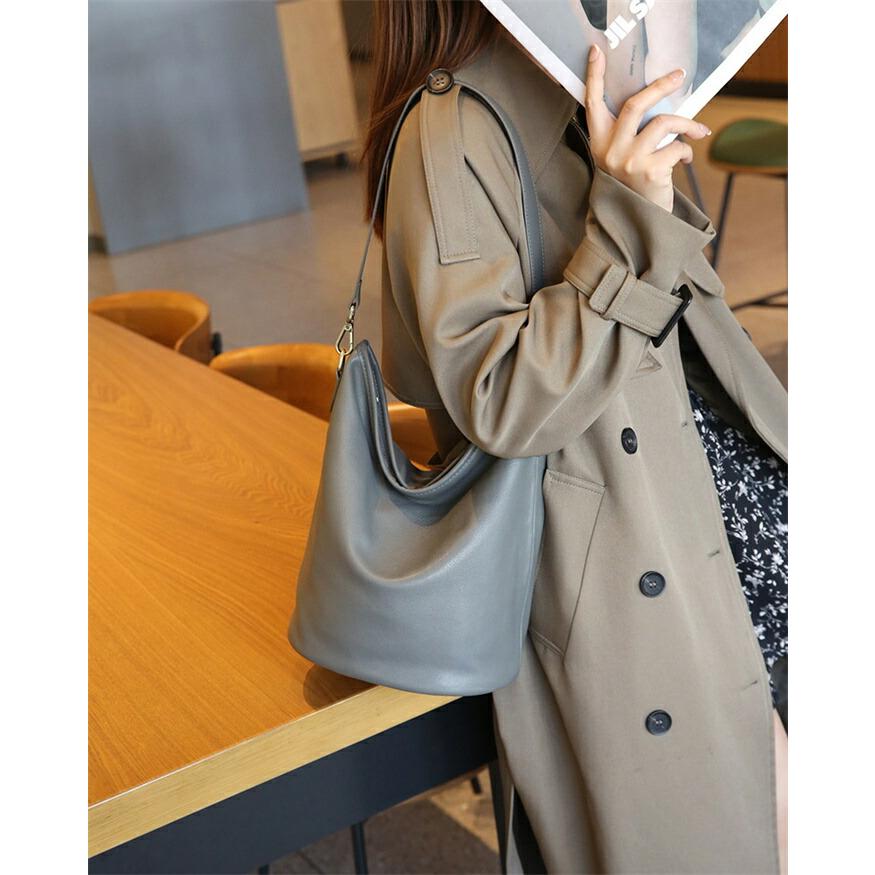 本革バケツ型ハンドバッグ 本革 トートバッグ レディース 小さめ 軽量 バケツ型バッグ ショルダー