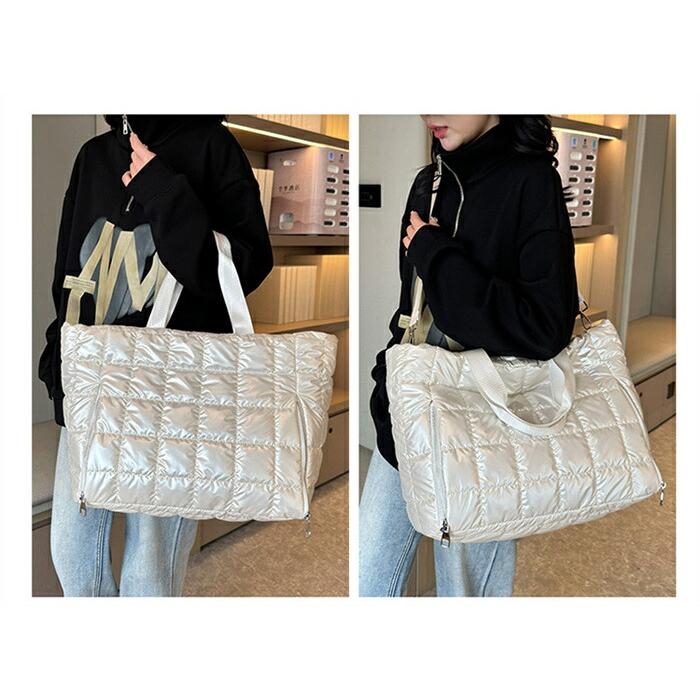 キルティング トートバッグ 中綿バッグ 大きめ レディース メンズ 大容量修学旅行軽量 ボストンバッグ キャリーオンバッグ |  | 14