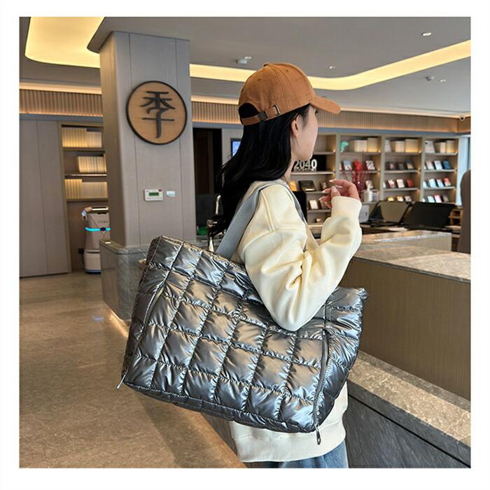 キルティング トートバッグ 中綿バッグ 大きめ レディース メンズ 大容量修学旅行軽量 ボストンバッグ キャリーオンバッグ |  | 16