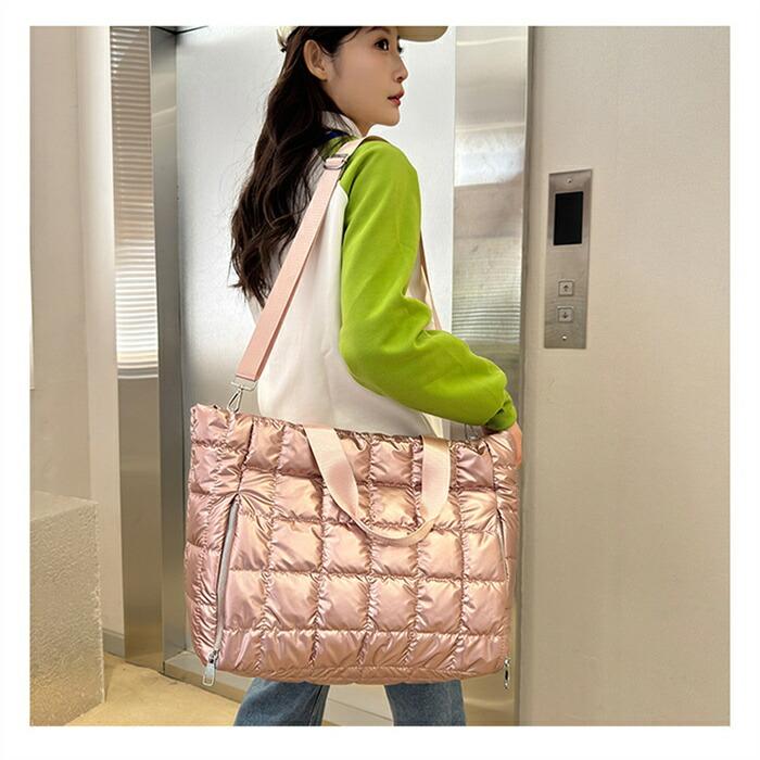 キルティング トートバッグ 中綿バッグ 大きめ レディース メンズ 大容量修学旅行軽量 ボストンバッグ キャリーオンバッグ |  | 06