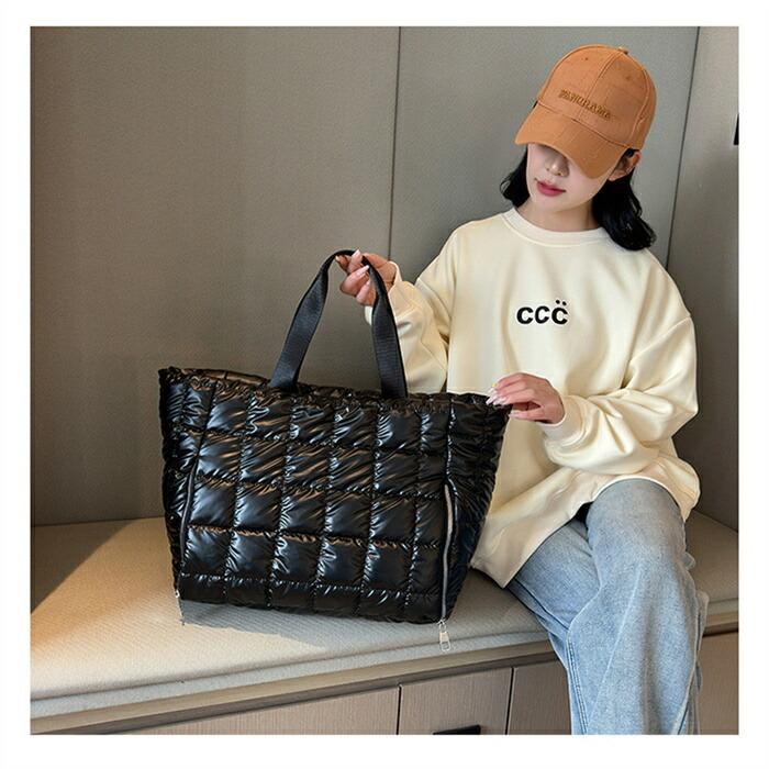 キルティング トートバッグ 中綿バッグ 大きめ レディース メンズ 大容量修学旅行軽量 ボストンバッグ キャリーオンバッグ |  | 09