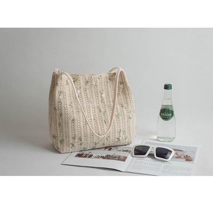 かごバッグ ハンドバッグ 手提げ 肩掛け レース付き かご バッグトートバッグ鞄 裏地付き レディース |  | 02